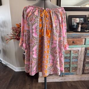 Paisley Pink and Orange Women's Top